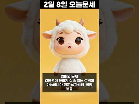 2월 8일 띠별 운세 코디색상 좋은위치 [30초운세]  🎃✨ 오늘의운세 띠별운세 행운숫자 행운색깔 운세