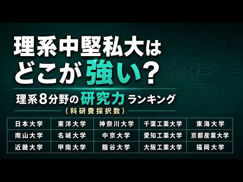 理系中堅私大はどこが強い？理系8分野の研究力ランキング