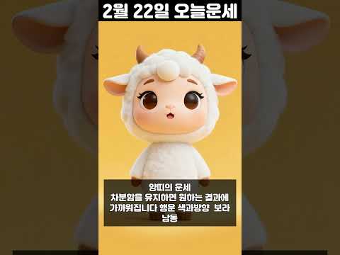 2월 22일 띠별 운세 코디색상 좋은위치 [30초운세]  🎃✨ 오늘의운세 띠별운세 행운숫자 행운색깔 운세