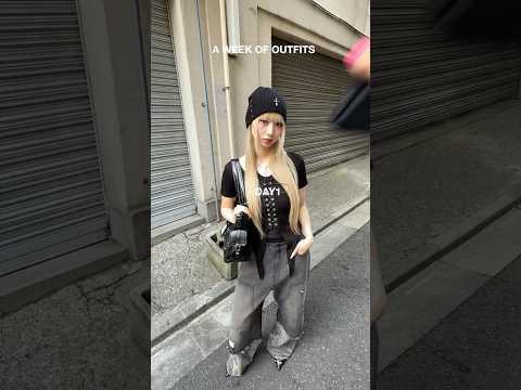 【韓国ストリート一週間コーデ🖤】何曜日のコーデが好き？👀shorts fashion wego outfit 韓国ファ…