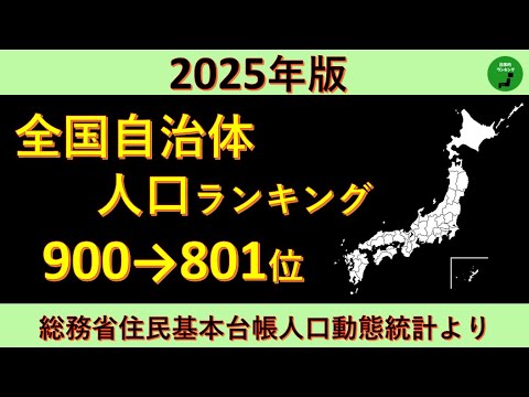 【900～801位】955_2025年版全国自治体人口ランキング【音声付】【作業用】 サムネイル
