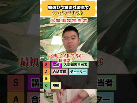 塾選びで重要な要素でティアリスト コバショー 個別指導塾castdice 大学受験 shorts tierlist