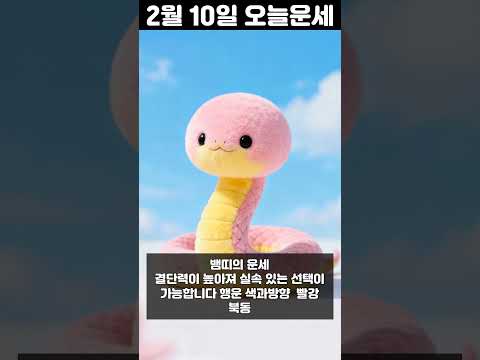 2월 10일 띠별 운세 코디색상 좋은위치 [30초운세]  🎃✨ 오늘의운세 띠별운세 행운숫자 행운색깔 운세