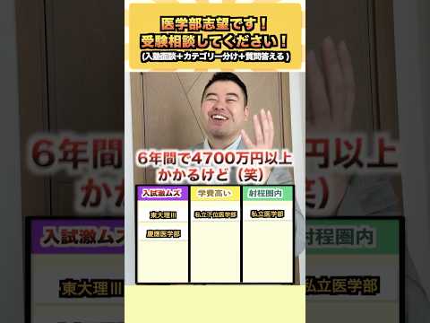 医学部志望です！受験相談してください！ コバショー 大学受験 shorts 東大 ＃医学部 私立大学