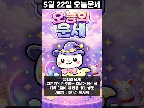 [오늘의 운세] 2026년 5월 22일 띠별 운세 코디색상 좋은위치  오늘의 운세 행운 띠별운세 로또 타로…