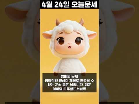 [오늘의 운세] 2026년 4월 24일 띠별 운세 코디색상 좋은위치  오늘의 운세 행운 띠별운세 로또 타로…