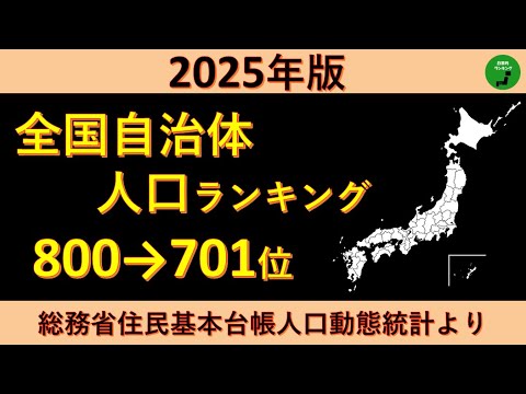 【800～701位】963_2025年版全国自治体人口ランキング【音声付】【作業用】 サムネイル