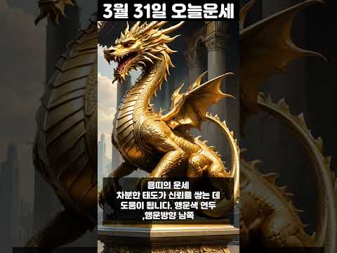 3월 31일 띠별 운세 코디색상 좋은위치 [30초운세]  🎃✨ 오늘의운세 띠별운세 행운숫자 행운색깔 운세