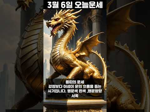 3월 6일 띠별 운세 코디색상 좋은위치 [30초운세]  🎃✨ 오늘의운세 띠별운세 행운숫자 행운색깔 운세