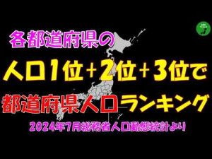 トレンド創作動画 | 【もっと足し算】828_各都道府県の人口1位と2位と3位の合計で都道府県人口ランキング【音声付】【作業用】【YouTubeおすすめ】